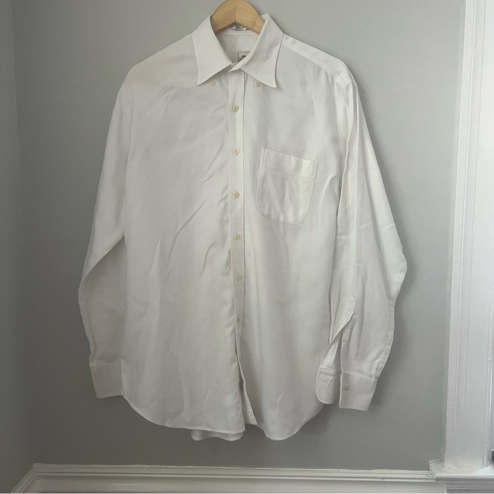 Mens Peter Millar white nanoluxe easy care long sleeve button down dress shirt L
